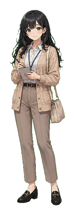 争いを避ける調停役の等身大イラスト