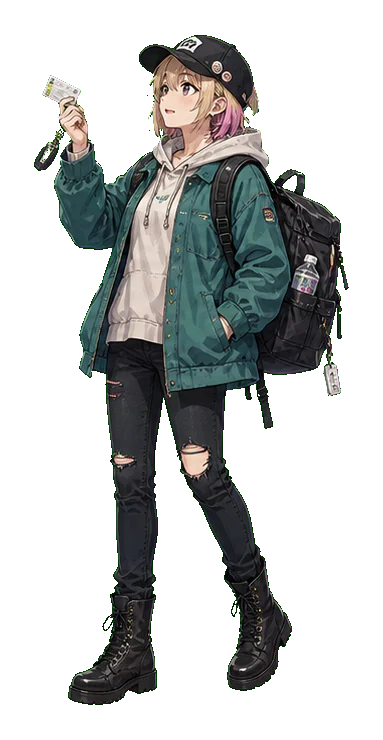 どこかへ行きたい逃避者の等身大イラスト